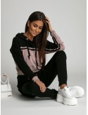 Black and beige tracksuit set with a shimmering stripe FI612 - Online store - Boutique